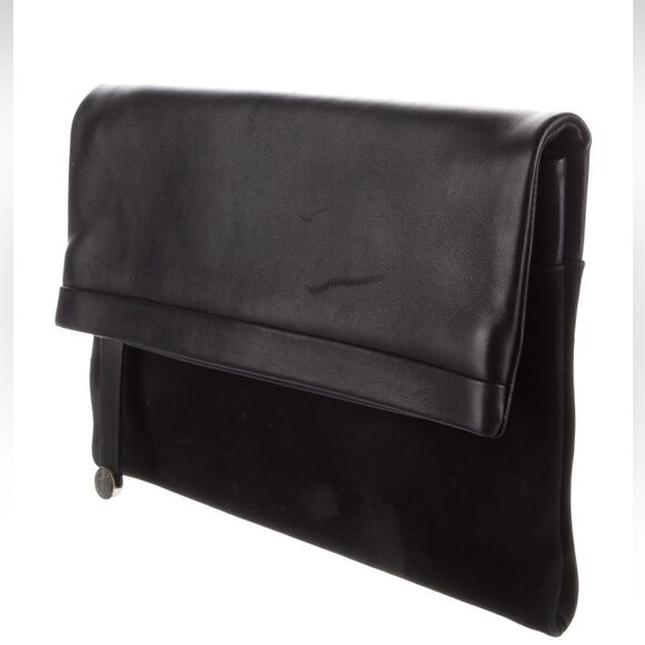 Tiffany & Co. Leather Serena Clutch - Black Suede and Leather
